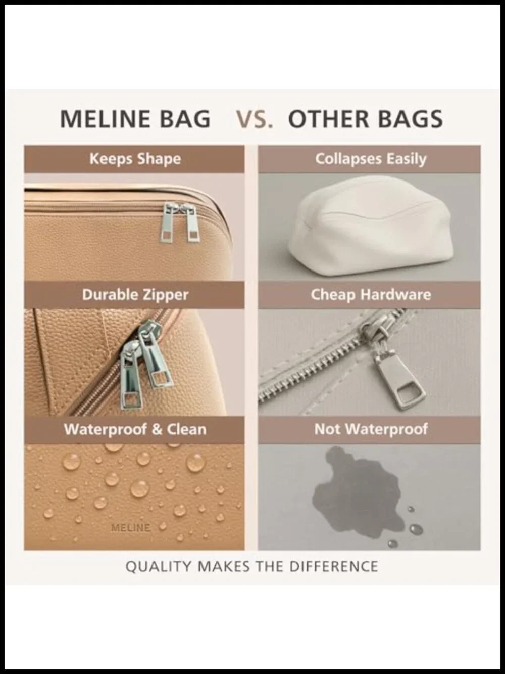 Large Capacity Travel Makeup Bag with Divider and Handle, Waterproof PU Leather